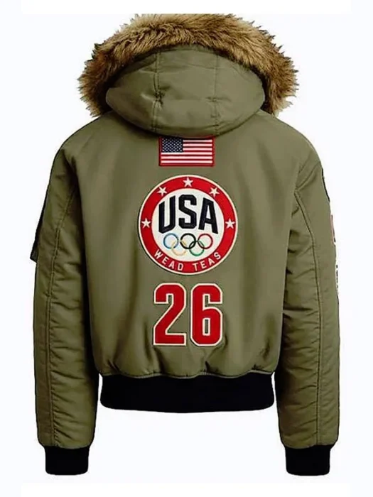 Olympic 2026 Team USA 26 Green Jacket Back