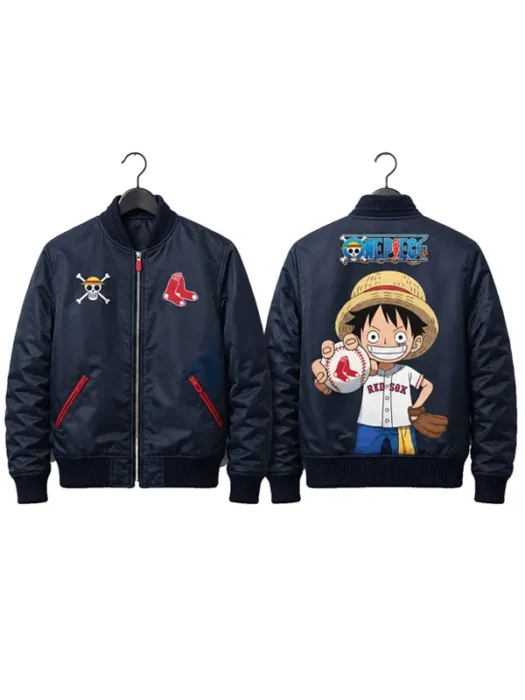 One Piece Red Sox Blue Varsity Jacket