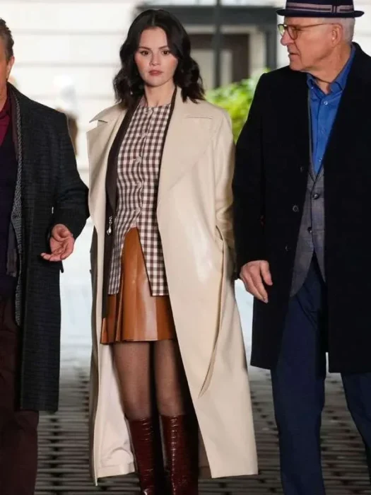 Only Murders In The Building Selena Gomez Beige Leather Coat