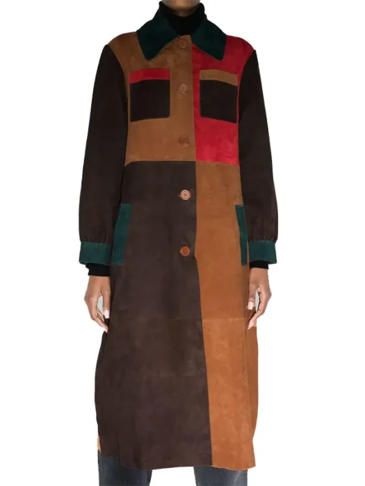 Only Murders In The Building Selena Gomez Mabel Mora Colorblock Suede Coat