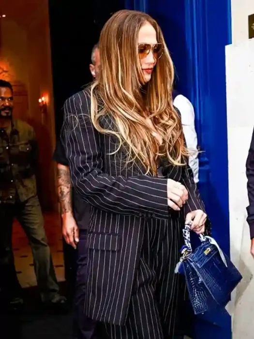 Paris Jennifer Lopez Pinstripe Black Blazer