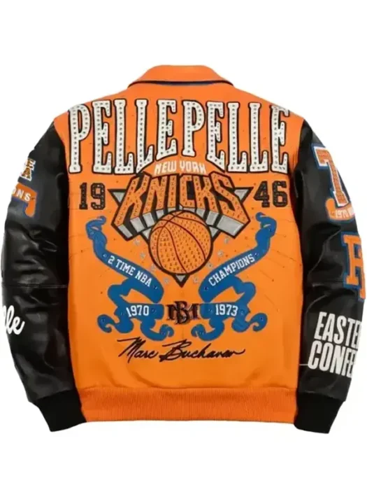 Pelle Pelle New York Knicks Orange Jacket Back