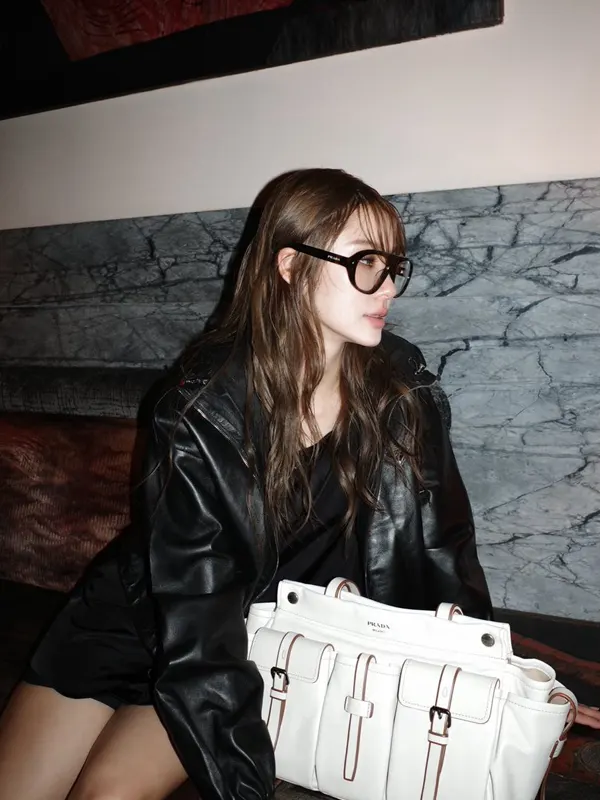 Prada Mode Tipnaree Weerawatnodom Black Leather Jacket