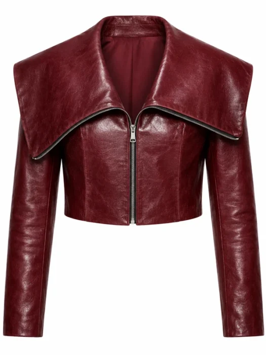 Rough Trade West Suki Waterhouse Burgundy Leather Jacket