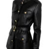 Slim Fit Black Buckle Belt Leather Jacket