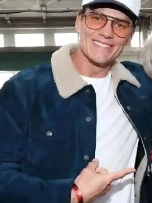 Super Bowl Party Tom Brady Blue Suede Jacket