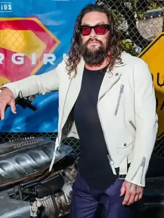 Supergirl Event Jason Momoa White Leather Jacket