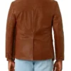 Two Button Brown Lapel Leather Blazer For Men’s