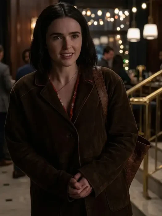 Voicemails for Isabelle Zoey Deutch Brown Long Coat