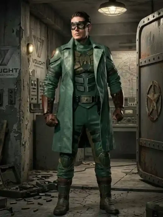 Vought Rising Soldier Boy Green Leather Coat