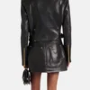 Women’s Black Asymmetrical Biker Leather Jacket Back