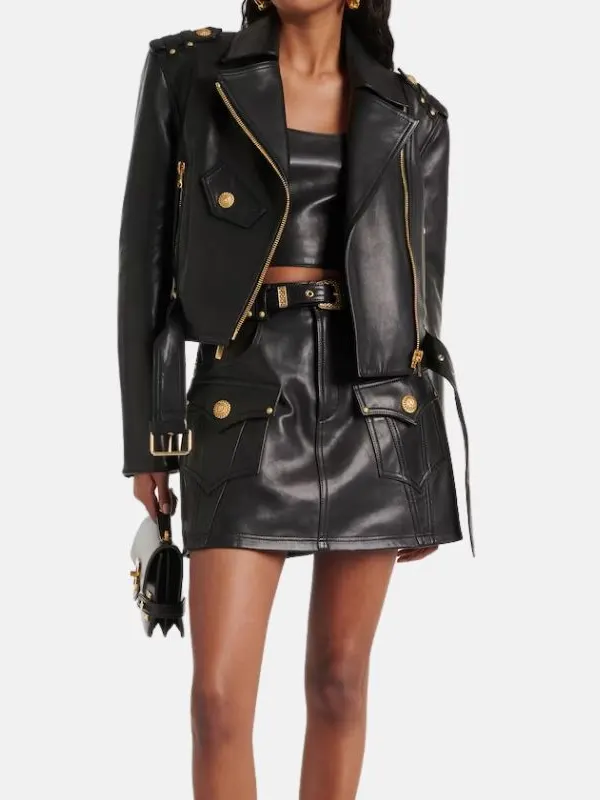 Women’s Black Biker Leather Jacket
