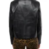 Womens Black Leather Shirt Jacket Back