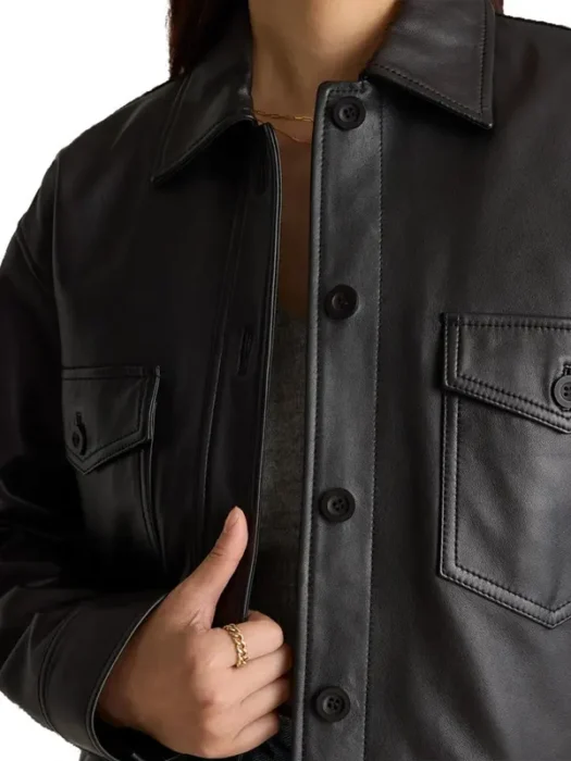 Womens Cropped Black Trucker Jacket