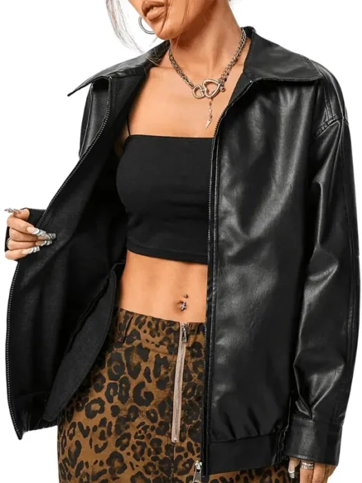 Women’s Motorcycle Oversized Black Jacket
