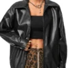 Women’s Motorcycle Oversized Leather Jacket