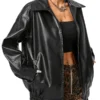 Women’s Oversized Black Leather Jacket