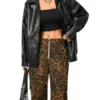 Women’s Oversized Black Leather Motorcycle Jacket