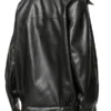 Women’s Oversized Black Leather Motorcycle Jacket Back