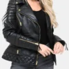 Women’s Racer Black Quilted Leather Jacket
