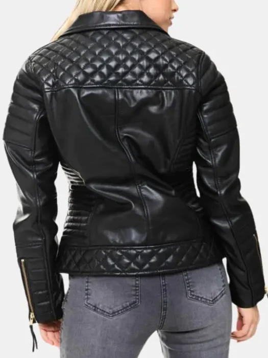 Women’s Racer Quilted Leather Jacket Back