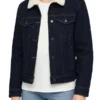 Women’s Shearling Collar Blue Denim Jacket
