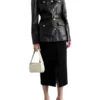 Women’s Slim Fit Black Buckle Belt Jacket