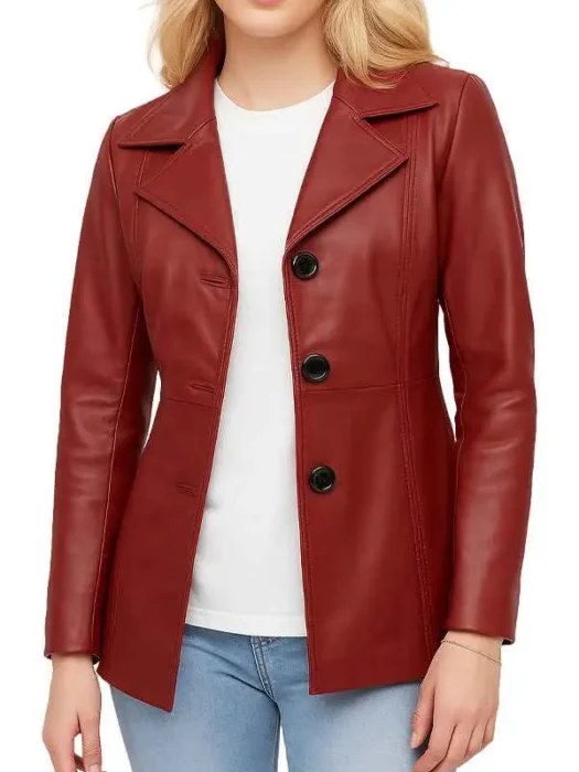 Women’s Three Button Red Blazer