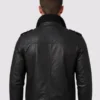 Black Leather Bomber Jacket Back