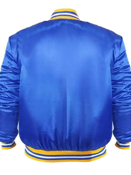 Golden State Warriors 90s Blue Satin Jacket Back