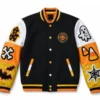 Halloween Boo Embroidered Patches Varsity Jacket