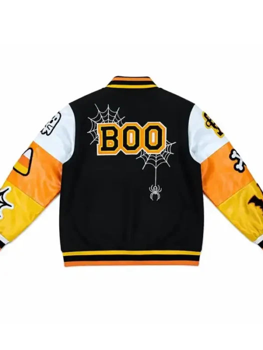 Halloween Boo Patches Varsity Jacket BAck