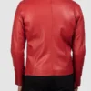 Ionic Red Leather Biker Jacket Back