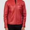 Ionic Red Leather Biker Leather Jacket