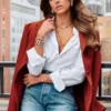 Jessica Alba New York 2026 Red Blazer