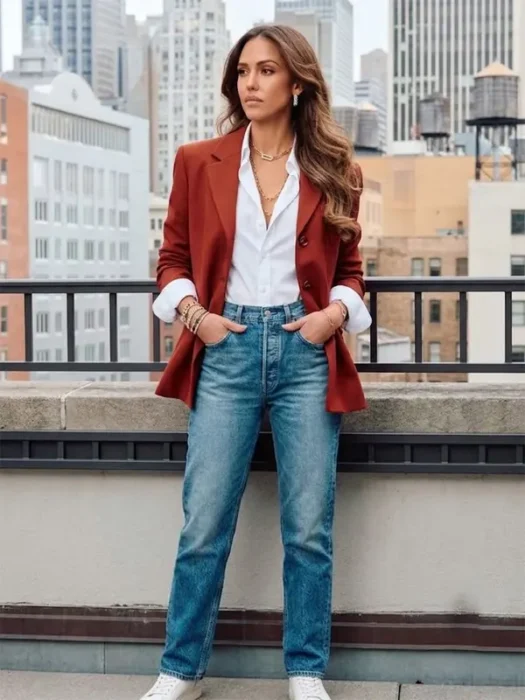 Jessica Alba New York Red Blazer