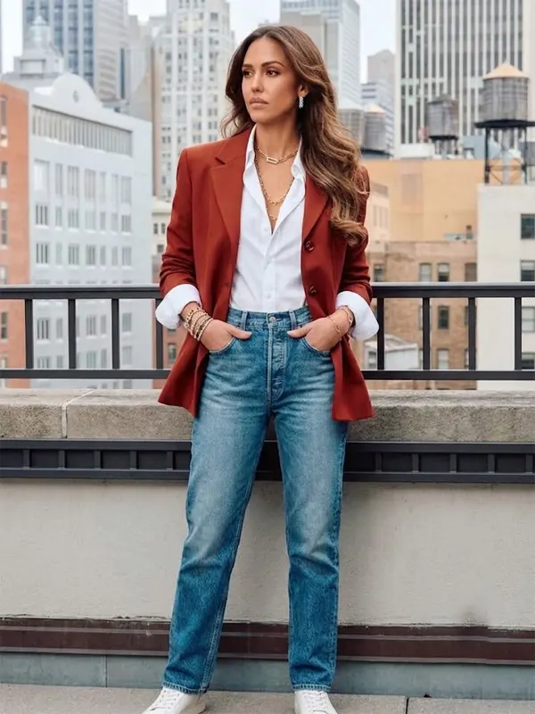Jessica Alba New York Red Blazer
