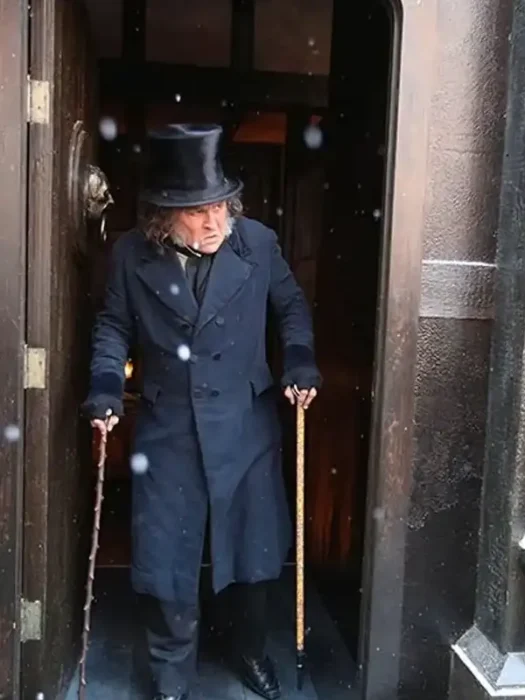 Johnny Depp Movie Ebenezer A Christmas Carol 2026 Ebenezer Scrooge Black Trench Coat For Men