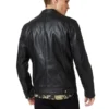 Mens Asymmetric Black Leather Biker Jacket Back