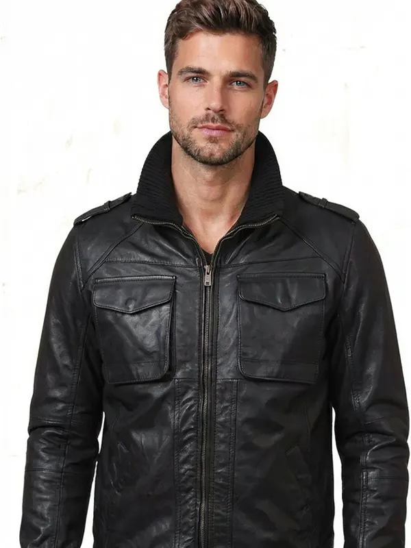 Mens Black Faux Jacket