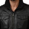 Mens Black Faux Leather Jacket