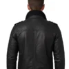 Mens Black Faux Leather Jacket Back