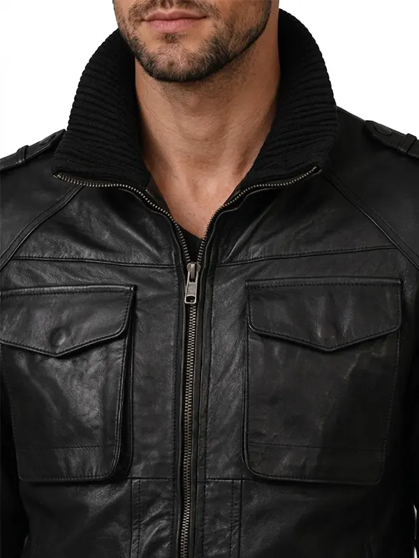 Mens Black Faux Leather Jacket