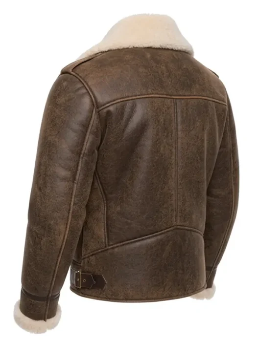 Mens Classic B3 Bomber Sheepskin Leather Jacket Back