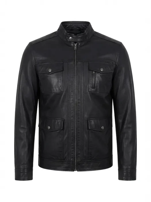 Mens Classic Black Leather Jacket