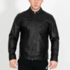 Mens Classic Casual Leather Jacket - Black