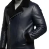 Mens Moto Inspired Sheepskin Shearling Black Jacket