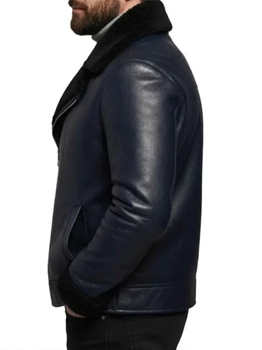 Mens Moto Inspired Sheepskin Shearling Jacket