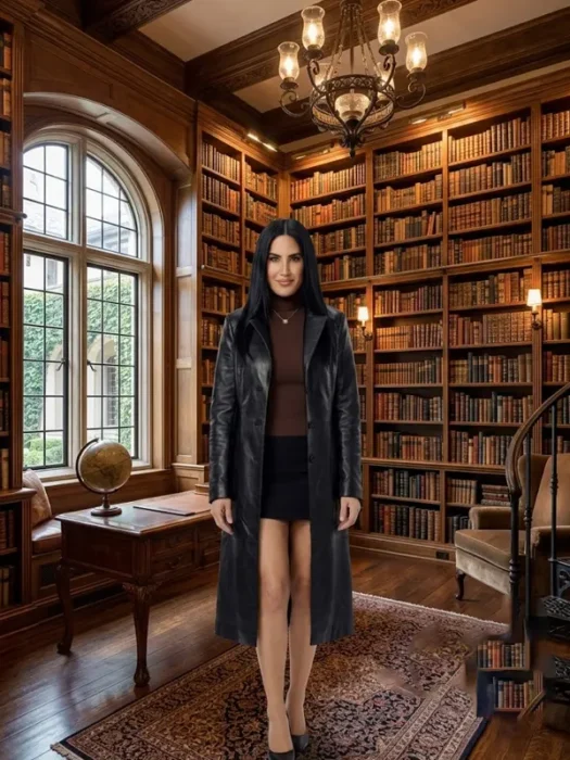 Michelle Saniei 2026 Front Black Leather Coat