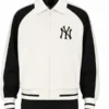 NY Yankees Blocking White And Black Varsity Jacket